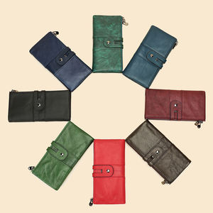 Cartera RFID de cuero genuino para mujer, monedero con cremallera, tarjetero de gran capacidad, Cartera de cuero para mujer - Product Image 1