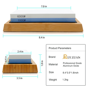 Hetstone-afilador <span class=keywords><strong>de</strong></span> cuchillos antideslizante, <span class=keywords><strong>piedra</strong></span> húmeda con base <span class=keywords><strong>de</strong></span> bambú 400/<span class=keywords><strong>1000</strong></span> 3000/8000, 2 lados - Product Image 2