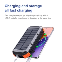Banque d'alimentation étanche haute capacité 65W 30000mAh avec charge solaire sans fil 15W pour iPhone, ordinateur portable, interface d'entrée Micro USB, polymère