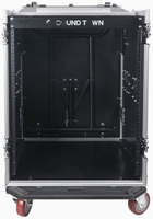 Flight case 14U PA DJ Rack/Road ATA Case con tapa mezcladora inclinada 11U, profundidad de rack de 20 pulgadas, mesa de trabajo de DJ y ruedas, 14 Space S