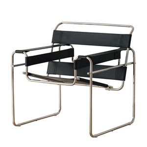 Haute qualité nordique milieu du siècle Design Simple en cuir noir chaise de salon cadre en acier inoxydable Accent salon chaise de loisirs - Product Image 4