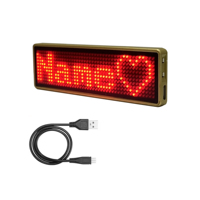 Barato al por mayor de diferentes colores palabra etiqueta de plástico USB programable interior recargable pantalla rodante LED nombre insignia