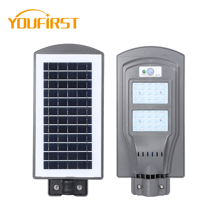 Farola LED solar automática de alta eficiencia integrada todo en uno 20 40 60 w