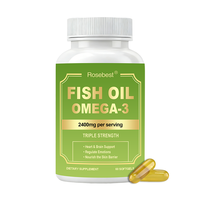 Capsule de gelée molle d'huile de poisson oméga-3 triple concentration 2400 mg EPA DHA certifiée GMP, marque privée, pour le soutien du cœur, du cerveau et des articulations