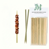 Brochettes plates jetables en bambou naturel avec revêtement en bambou, vertes, vente en gros de brochettes de barbecue de diverses spécifications