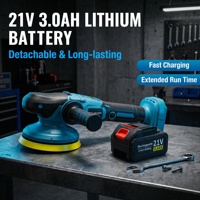 Pulidora de Autos Inalámbrica de 21V, Batería de Iones de Litio de 3.0Ah, 6 Velocidades, Pulidora Orbital Aleatoria de 125mm, 600W, 5 Almohadillas, 1 Año de Garantía