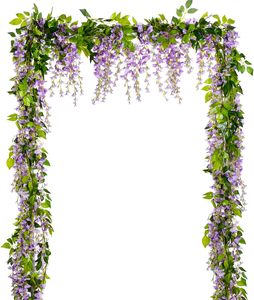 Guirlande de fleurs artificielles DAMAI Wisteria, 4 pièces, fleurs suspendues pour la maison, le jardin, les cérémonies en plein air, l'arche de mariage, la décoration florale - Product Image 2