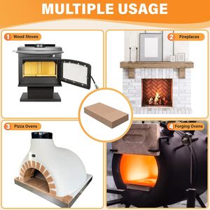 Ladrillos Refractarios Aislantes de Alta Densidad, Grado Alimenticio 3218 ° Paquete de 4 Ladrillos Refractarios de 9*4.5*1.25 Pulgadas para Estufa de Leña, Horno de Pizza, Horno, <span class=keywords><strong>Chimenea</strong></span> - Product Image 6