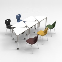 Ensemble de bureau et de chaises d'école réglables en hauteur-Table d'étude mobile avec roulettes pour salle de classe, bureau, étudiant, mobilier ergonomique