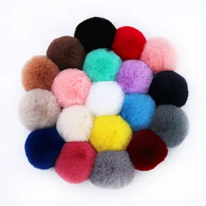 Bulk Plush faux fake rabbit Fur pom poms in animal fur for winter hats 8CM fur pom pons