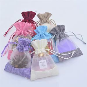 Sacs à cordon portables, mini pochettes en organza pour bijoux, bonbons, fruits, motif tendance, type lettre - Product Image 5