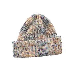 Winter Colorful Dots Yarn Beanie Cable Knit Beanie Unisex Crochet Windproof Beanie For Women