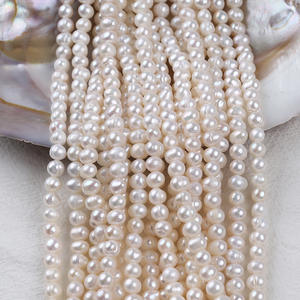 Perles de culture d'eau douce naturelles Zhuji 5-6 mm, blanches, en forme de pomme de terre, pour collier ou bracelet DIY - Product Image 2