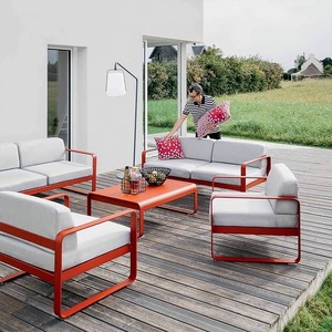 Conjunto de Sofás de Aluminio para Exteriores en Forma de L, Muebles de Patio Acolchados Minimalistas para Patio de Villa - Product Image 2