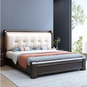 تخصيص الصلبة سرير مزدوج خشبي 1.8 متر عالية مربع سرير تخزين نوم الزفاف السرير الحقيقي غرفة نوم الأثاث