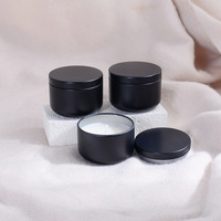 Lilin Soy Wax Alami Berbahan Dasar Tumbuhan, Semi-Handmade Bentuk Lingkaran 40g, Kaleng Hitam, Sampel