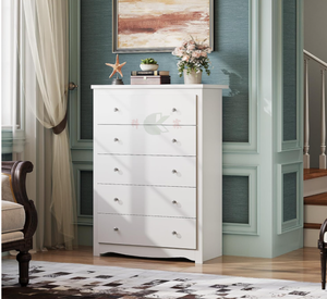 Commode à 5 tiroirs en bois blanc, 45 pouces de haut, commode de rangement <span class=keywords><strong>pour</strong></span> salon et couloir - Product Image 3