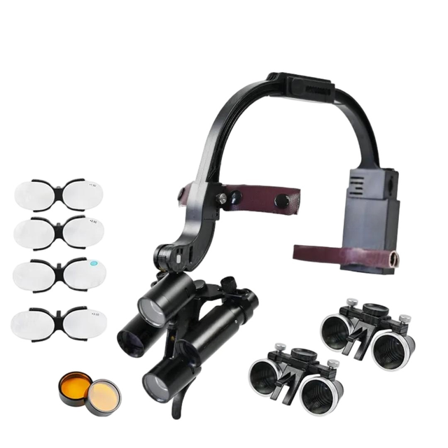 6X Dental Loupes 2.5X 3.5X Binocular Magnifying Glass With 5W LED Headband Lamp Headlight Dentisit Tools Dental Dentistry