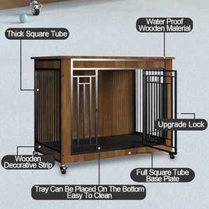 Lồng chó gỗ chắc chắn, sản xuất theo yêu cầu, bán buôn, chuồng chó chắc chắn, có ngăn vệ sinh riêng, sử dụng trong nhà và ngoài trời - Product Image 6