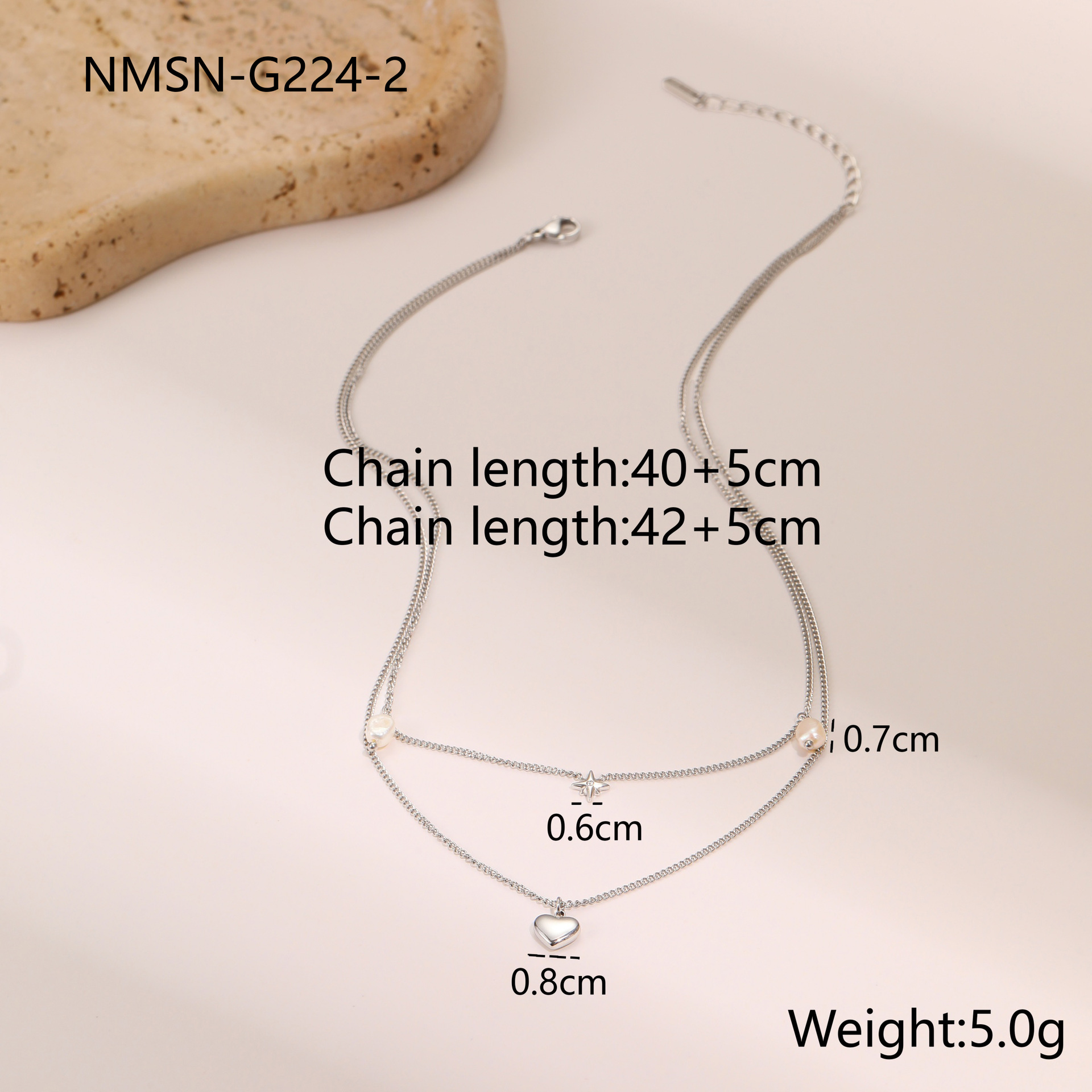NMSN-G224-2 สร้อยคอเหล็กรูปหัวใจ