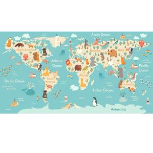 Papier peint moderne <span class=keywords><strong>3D</strong></span> carte du monde imperméable tissu ignifuge design mural pour garçons et filles chambre et salon - Product Image 1