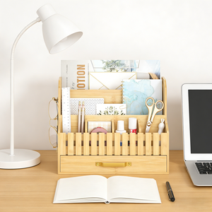 Organizzatore <span class=keywords><strong>da</strong></span> <span class=keywords><strong>Scrivania</strong></span> Rettangolare in Bambù con Cassetto, Porta Documenti e Gioielli per Piano Cucina (<span class=keywords><strong>Design</strong></span> Moderno) - Product Image 6