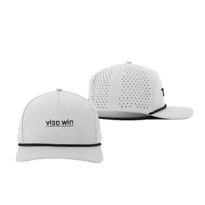 100% Polyester Breathable Premium 6 Panel Waterproof Laser Drilling Baseball Cap With Rope