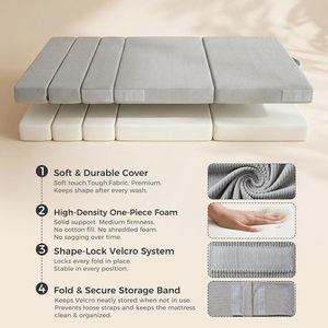 Tri-Fold Futon <b>Mattress</b> <b>Foldable</b> Japanese Floor Sleep High-Density Foam Bed Mat Nap Pad & Lounger the Premium High-density Foam - Product Image 5