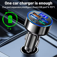 5 en 1 PD USB chargeur de voiture téléphone portable 4 Ports adaptateur écran LCD affichage numérique voltmètre voiture QC3.0 chargeur