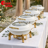 TIANXING Luxuriöser 6L Weißgold Buffet-Chafing-Dish Speisenwärmer für Hotels, Restaurants, Hochzeiten und Catering