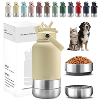 Distributeur d'eau et de nourriture pour animaux de compagnie 3-en-1 en acier inoxydable à double paroi isolé de 32 oz