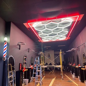 <span class=keywords><strong>Etop</strong></span> 2.4*4.8M 14 lumière de grille hexagonale avec plafonnier à bordure rouge couleur personnalisée violet bleu rose nid d'abeille hexagone lampe de détail - Product Image 4