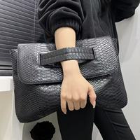 Bolso de Mano de Moda para Mujer con Patrón de Serpiente Grueso, Gran Capacidad, Estilo Retro, Nuevo, para Guardar Documentos