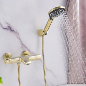 Brushed Brass Single Handle Modern Rainfall Shower <b>Set</b> With Ceramic Core Pause & Soft <b>Spray</b> Wall-Mounted Shower HD-TF042 Elegant - Product Image 2