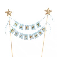 Décorations de gâteau Joyeux Anniversaire : Guirlande et Bannière pour Fêtes d'Anniversaire Garçons et Filles
