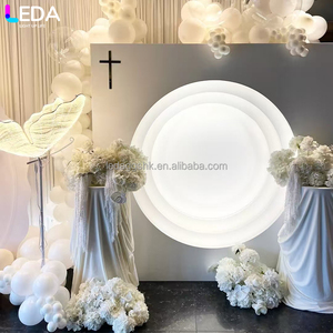 ฉากหลังงานแต่งงาน LEDA แบบกำหนดเอง โมเดิร์น สีขาว ขนาดใหญ่ รูปทรงกลม ทำจากอะคริลิค พร้อมไฟ LED - Product Image 2