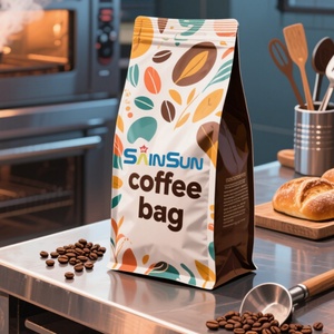 Bolsas de Café Impresas Personalizadas con Válvula, Bolsa de Fondo Plano con Cierre Lateral de Aluminio, Reutilizable y Termosellada para Granos de Café - Product Image 4