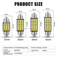 Lampe de lecture à double embout TGZ Festoon 3014 18SMD 27SMD 30SMD 33SMD Ampoule LED 12V Lumière de plafonnier disponible en 31mm 36mm 39mm 42mm