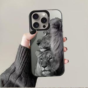 Coque de téléphone portable en TPU et PC, style luxe, imprimé <span class=keywords><strong>lion</strong></span>, <span class=keywords><strong>argent</strong></span>é électroplaqué, pour iPhone 8 X Xr Xs 11 12 13 14 15 16 17 Pro Max - Product Image 3