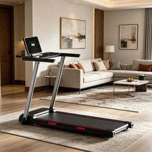Tapis roulant de fitness à domicile avec écran LED blanc, commande à double bouton et option application pour la marche et la course en intérieur - Product Image 5