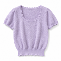 Pull en maille à col carré et manches courtes en dentelle, personnalisé ODM, pour femme, vêtements d'été, vente en gros