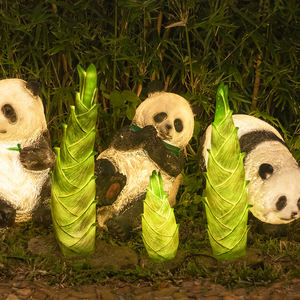 Lampes de jardin en bambou, lampes solaires en résine et fibre de verre LED pour l'extérieur, éclairage paysager électrique pour pelouse - Product Image 4