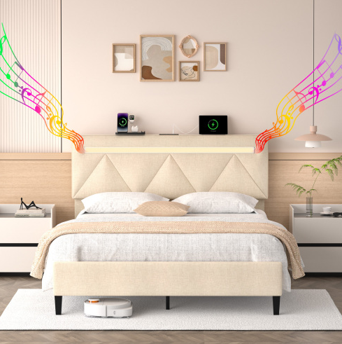 Beige + Queen + Bluetooth Speaker