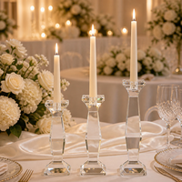 Vente de candélabres en cristal K9 BS-CH1006 pour Noël et les mariages, porte-bougie chauffe-plat élégant, écologique, fait à la main, base argentée