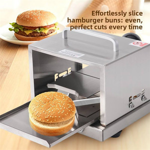 Trancheuse manuelle commerciale de pains à hamburger en acier inoxydable pour table – Outil de traitement du pain - Product Image 2