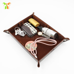 Entryway PU leather storage box, creative cross-shaped storage tray, folding bar tray, desktop clutter. - Product Image 3