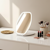 Mini miroir de poche pliable pour le bureau, écran tactile, 3 couleurs LED, à intensité variable, rechargeable par USB