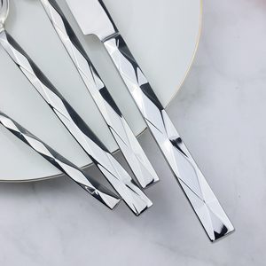 Bộ dao dĩa muỗng bằng thép không gỉ 304 cao cấp bán buôn với thiết kế họa tiết hình thoi kim cương vuông - Product Image 5