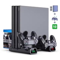 Base de charge double verticale 2 en 1 pour console PS4 Slim Pro, refroidissement et station de charge double pour manettes TP4-19076