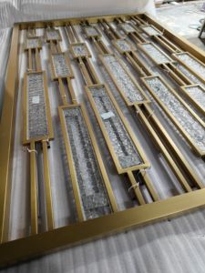 Homedeco nghệ thuật Deco trong nhà phòng Divider Home LED Glass Kim Loại màn hình sự riêng tư gấp bằng gỗ kính màn hình phòng - Product Image 5